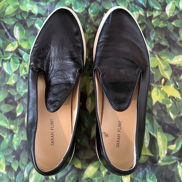 Sarah Flint Black Slip-On Leather Athletic Shoes - Picture 4 of 12
